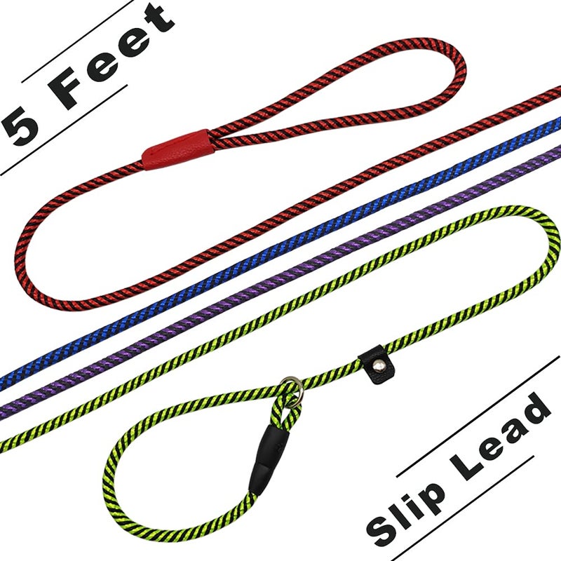 MayPaw Rope Dog Leash Slip Lead, 5 Ft Pet/Puppy Training Leash 1/4" Thin Nylon, Adjustable Pet Collar Lead for Small and X-Small Dogs - Image 4